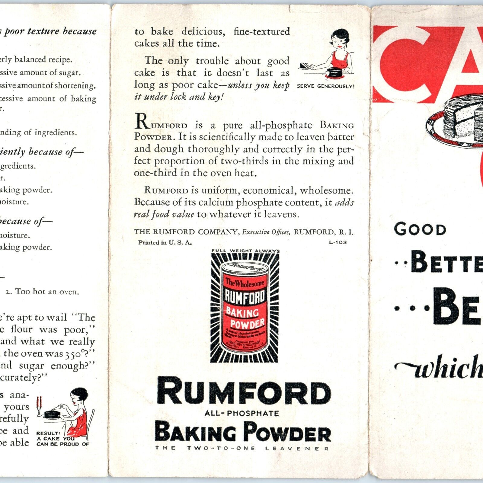 c1920s Rumford Baking Powder Fold Out Advertising Brochure Wife Bake Cake 2L