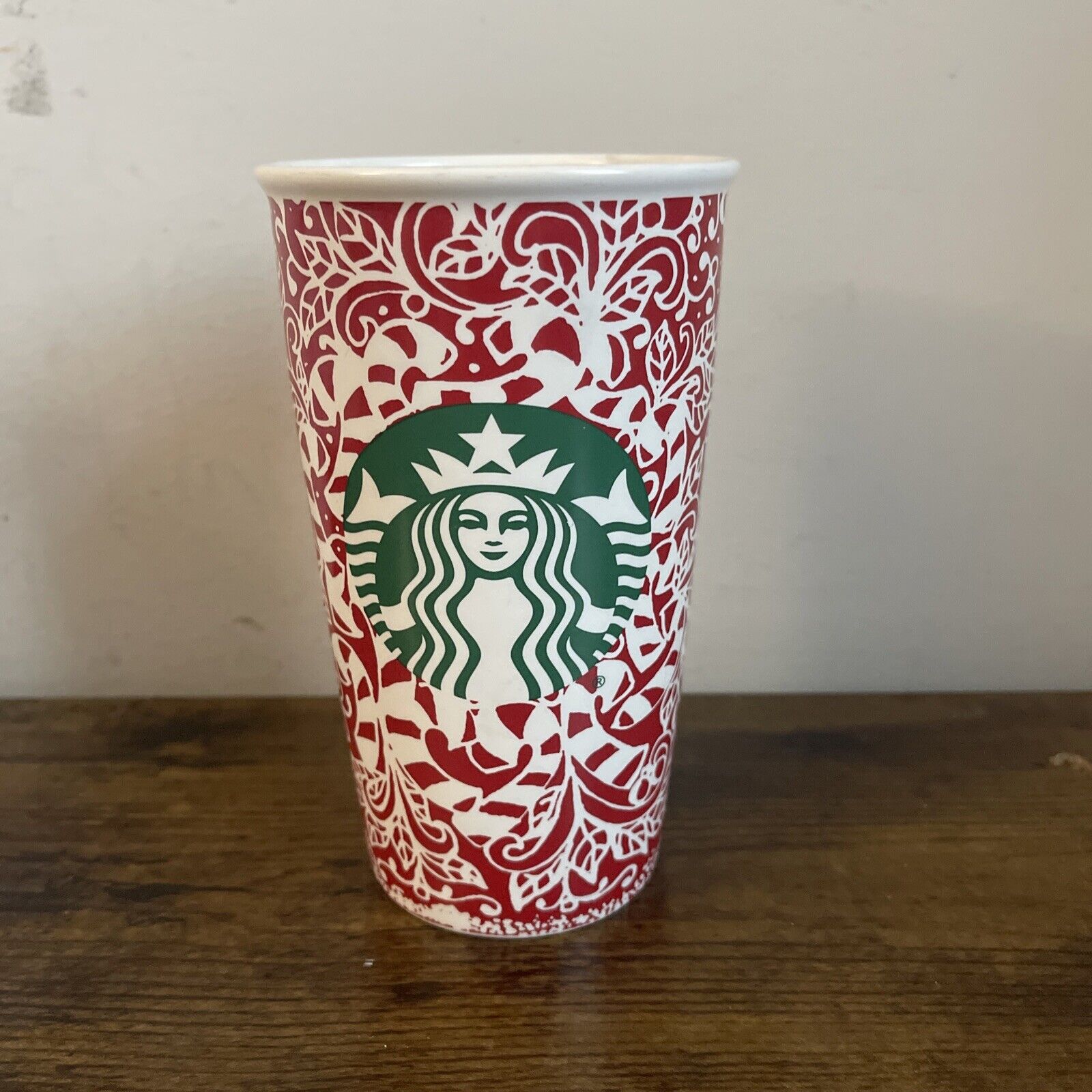 Starbucks 2016 Holiday Christmas Ceramic Travel Tumbler Without Lid 12 Oz