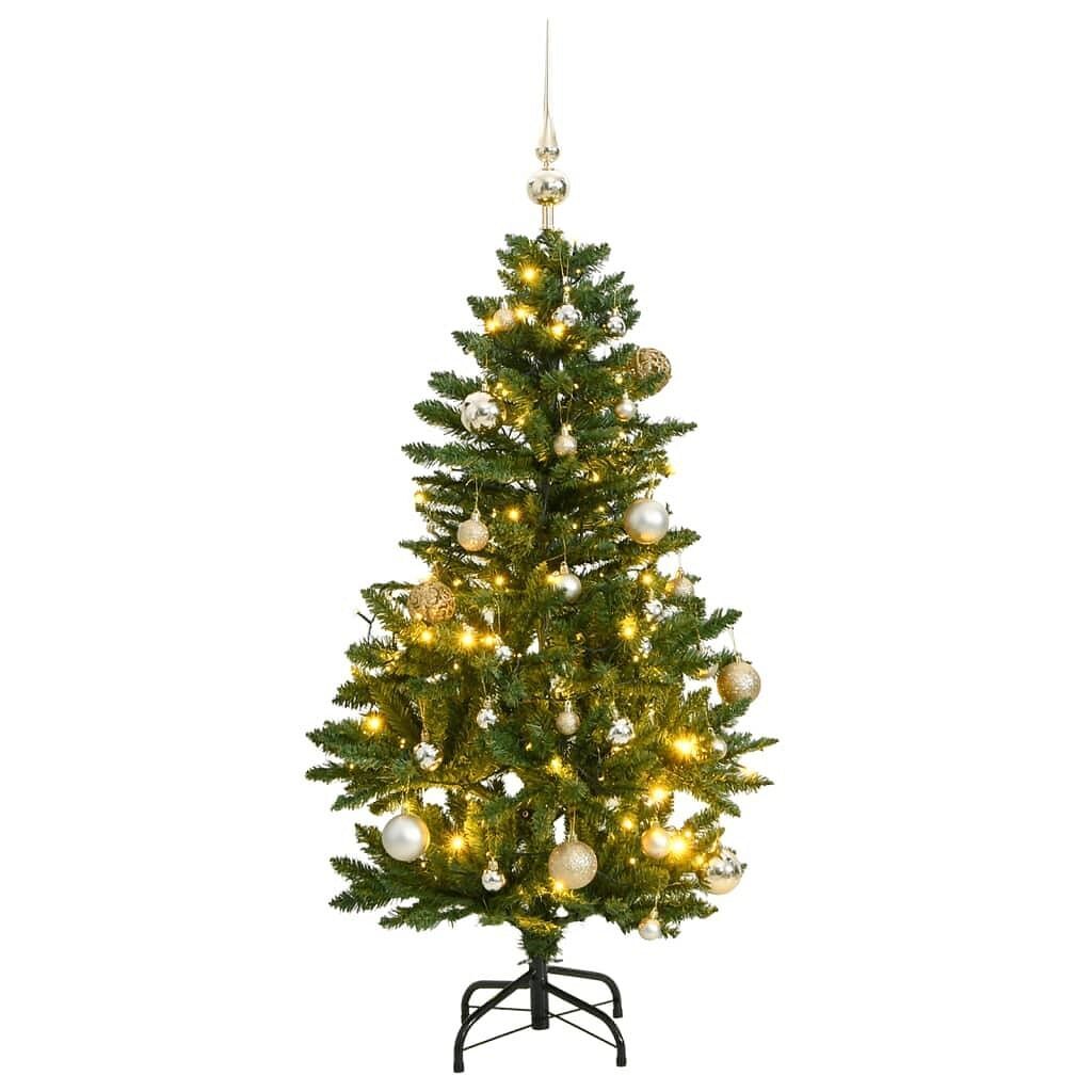 vidaXL Artificial Hinged Christmas Tree 150 LEDs & Ball Set 59.1\