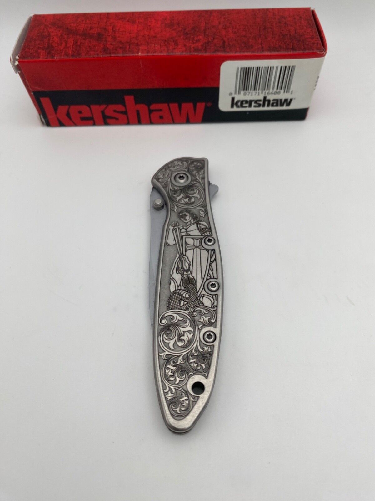 Kershaw Leek 1660CKT Assised Flat Blade laser engraved Pocket Knife arch angel