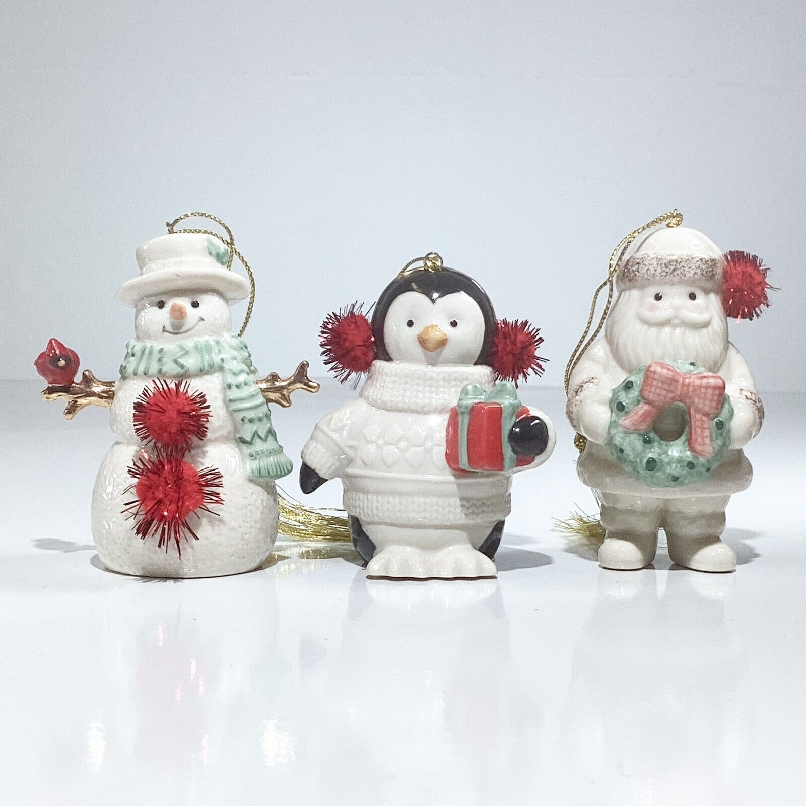 Lenox Merry Little Christmas Ornaments ~ Penguin Snowman Santa Set of 3