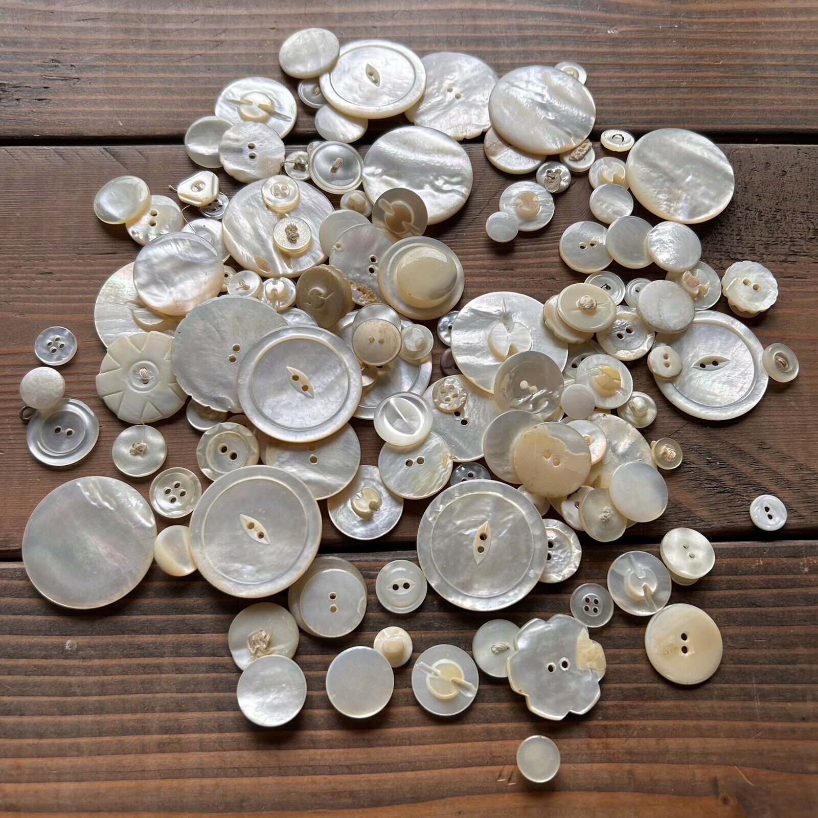Vintage Off-white Mother of Pearl Or Pearl-like assorted Lot of Buttons