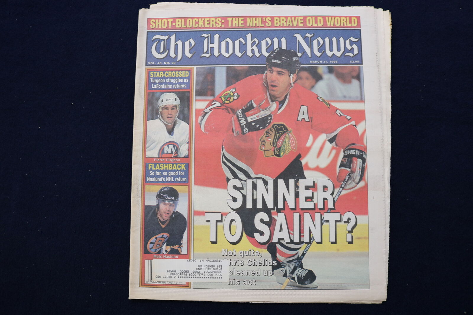 1995 MARCH 31 THE HOCKEY NEWS NEWSPAPER - CHRIS CHELIOS COVER - NP 8739