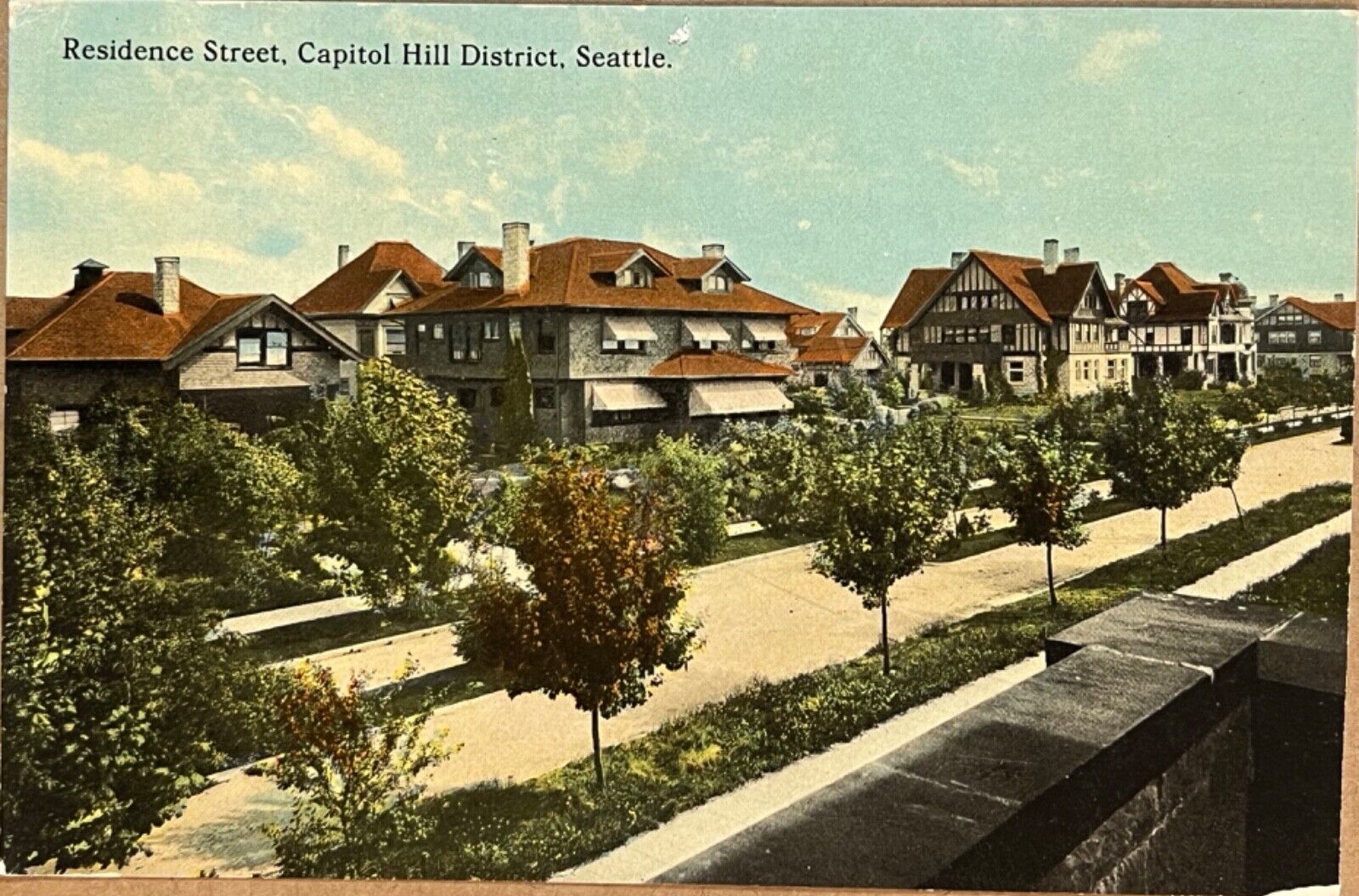 Seattle Residential Street View Capitol Hill Washington Antique Postcard c1910