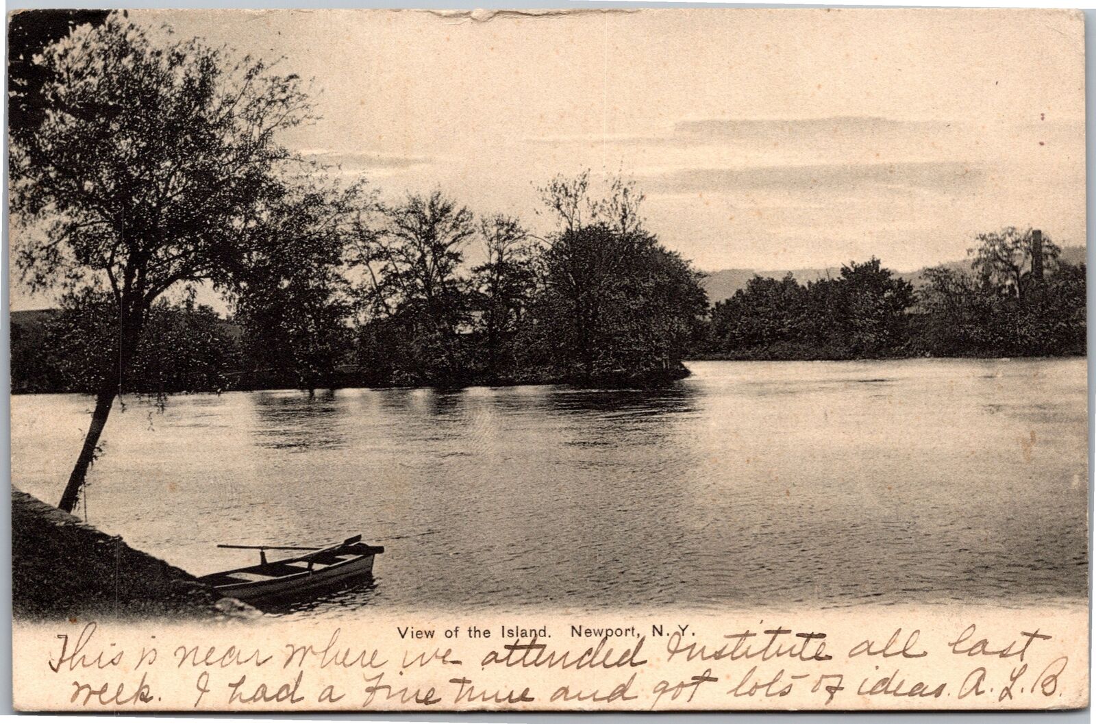 Postcard NY Newport A View of the Island rowboat 1907