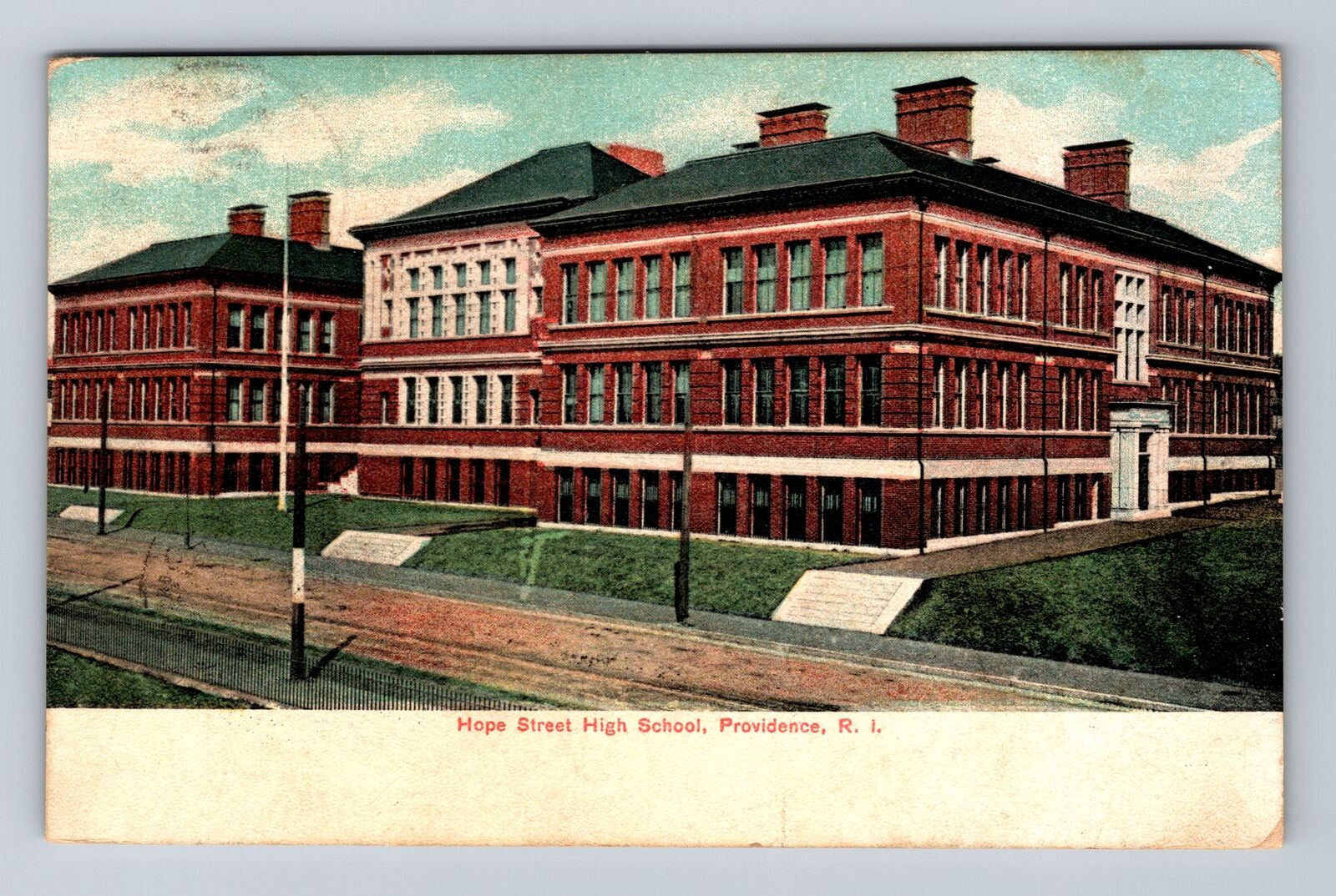 Providence RI-Rhode Island, Hope Street High School, Antique Vintage Postcard