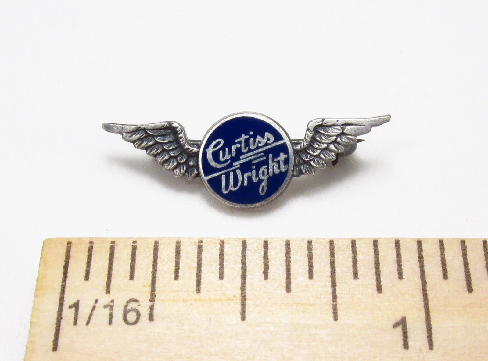 Vintage Curtiss Wright USA Sterling Silver Aviation Aerospace Service Award Pin