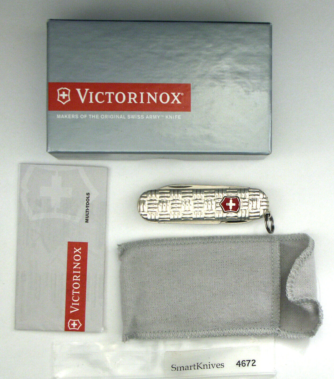Victorinox Basketweave Sterling Silver Swiss Army knife- new NIB retired #4672