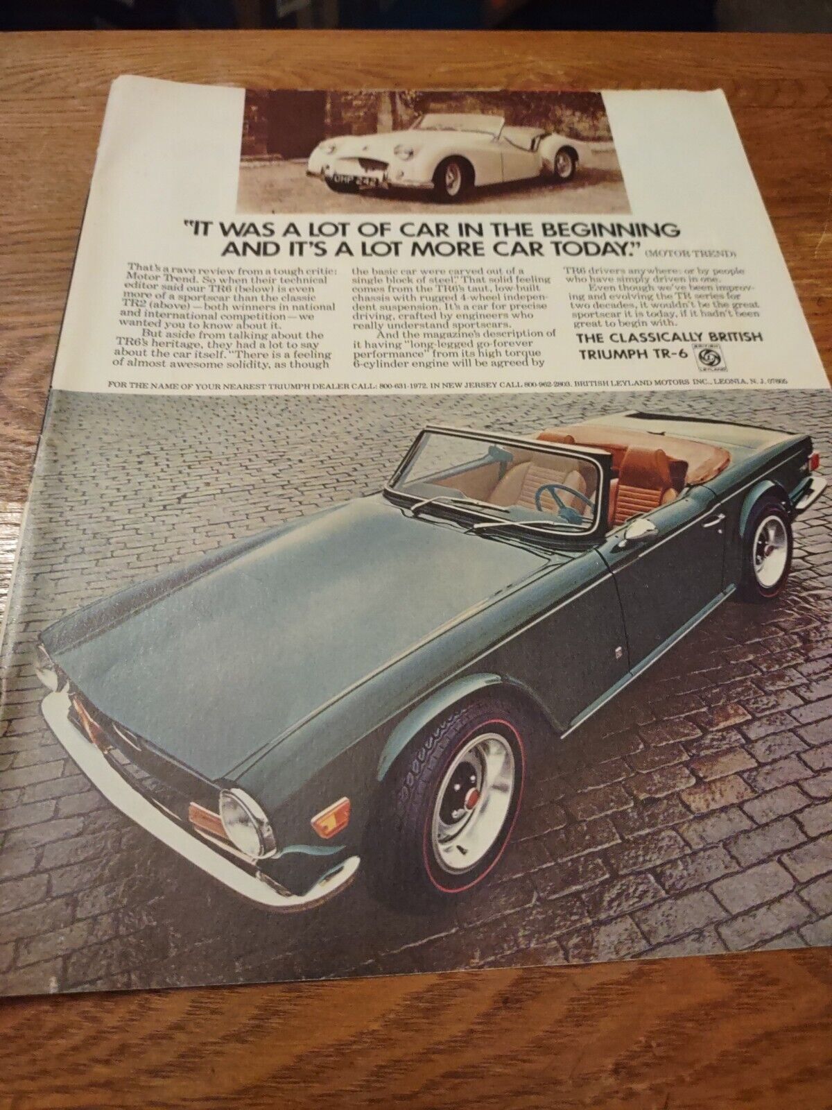 1972 British Triumph TR-6  Magazine Ad