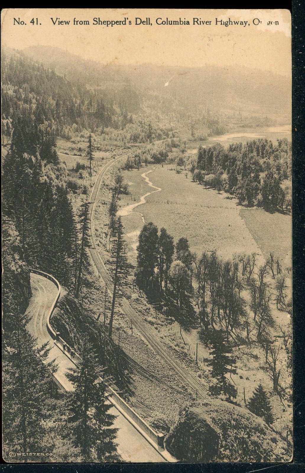 1918 View from Shepperd\'s Dell Columbia River Highway Oregon Vintage Postcard