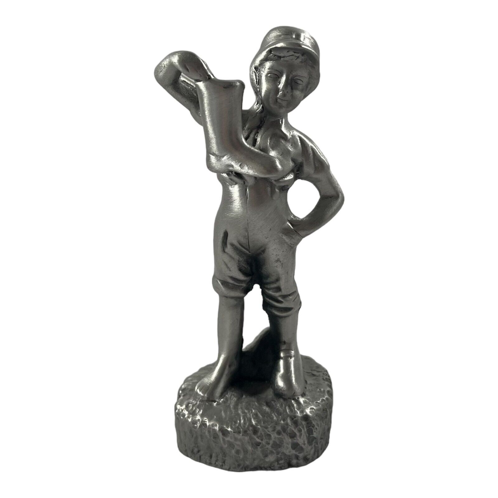 Boy in the Boot Vintage 6 Inch Pewter Statue Houlton Maine 1980\'s Numbered
