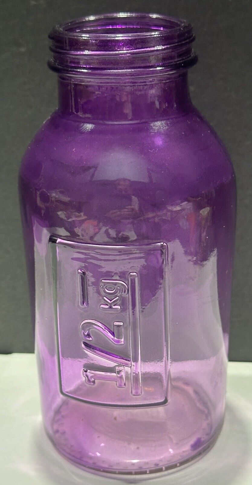 1/2 kg Purple Colored Glass Jar Decorative Medicinal Apothecary Bottle - Vintage