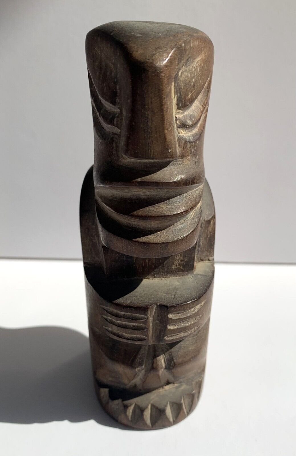 20th Century Hawaiian Small Wood Carved Tiki Totem King Tabooku 