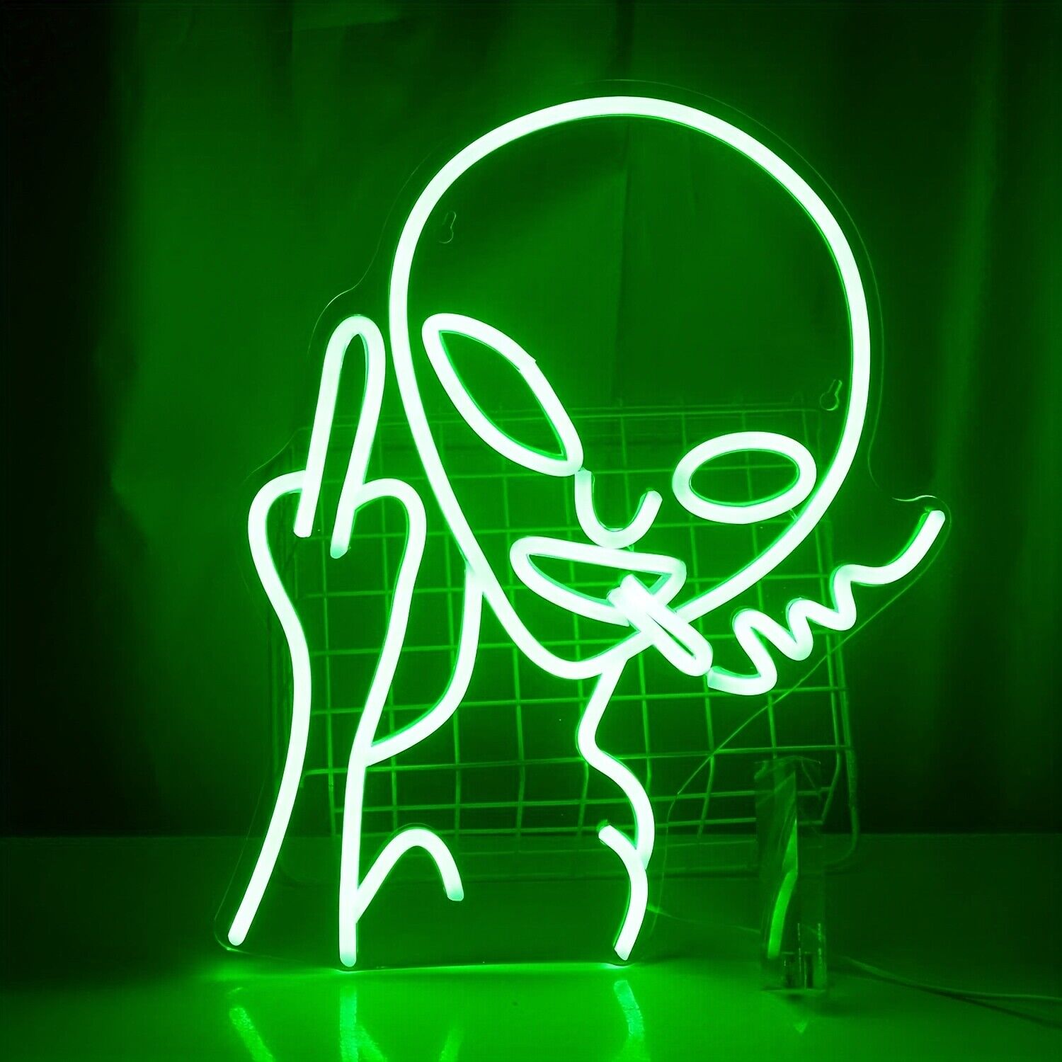 Green Alien LED Neon Light Sign USB Power For Man Cave Bar Game Room Wall Decor