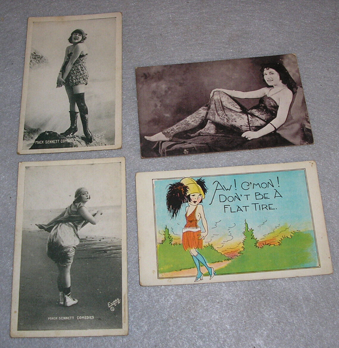 Antique Risque Flapper Photo Postcards RPPC Bathing Beauty Beach Women c. 1920