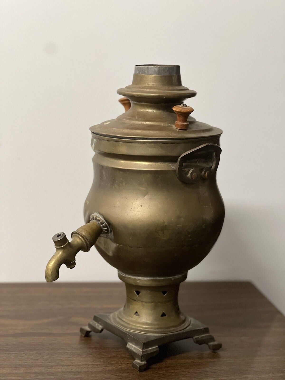 Vintage Antique Middle East Turkish Brass Samovar Hot Water Pot Kettle