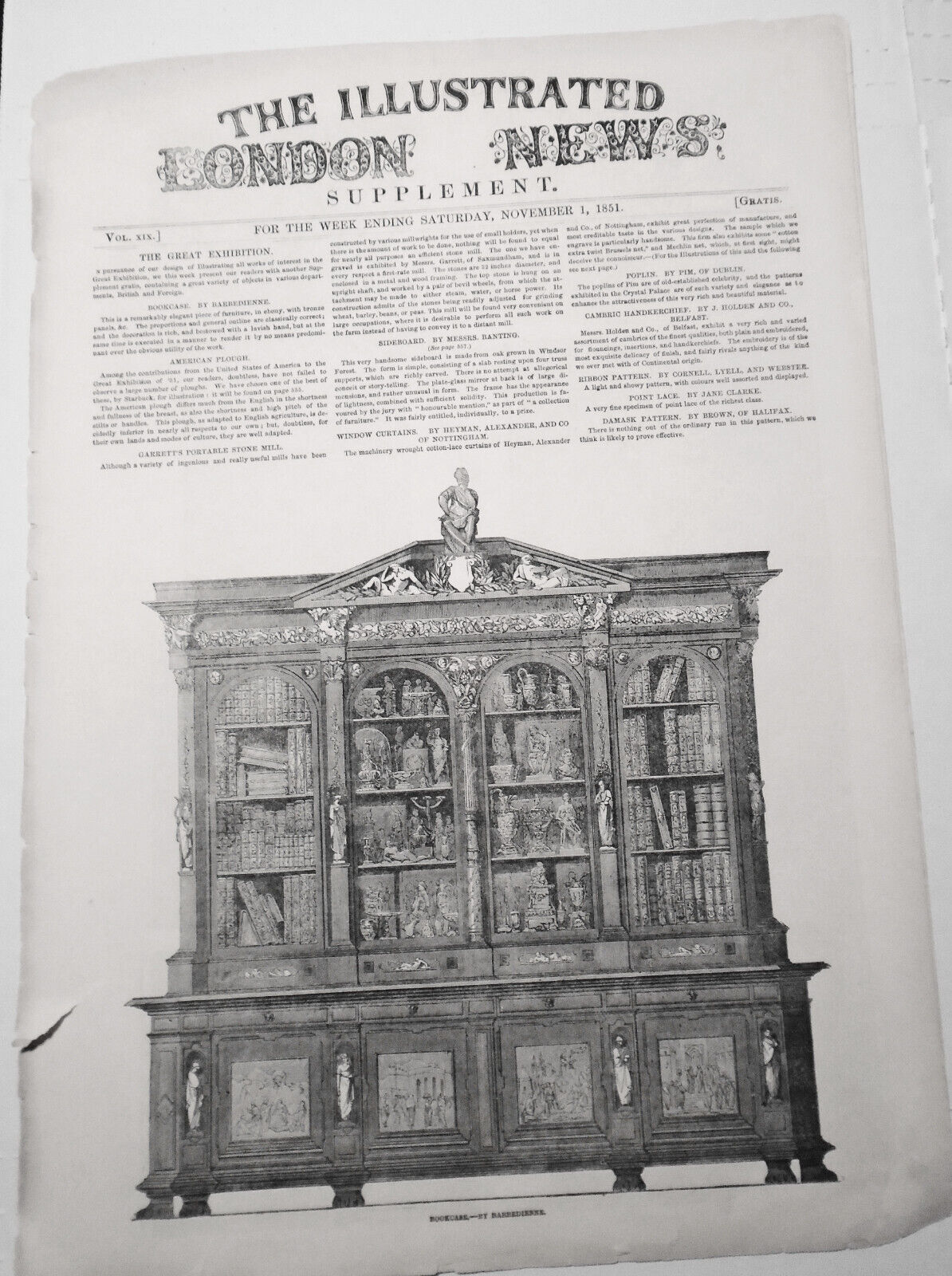 1851 The Great Exhibition - Supplement To The Illustrated London News - 6 pages