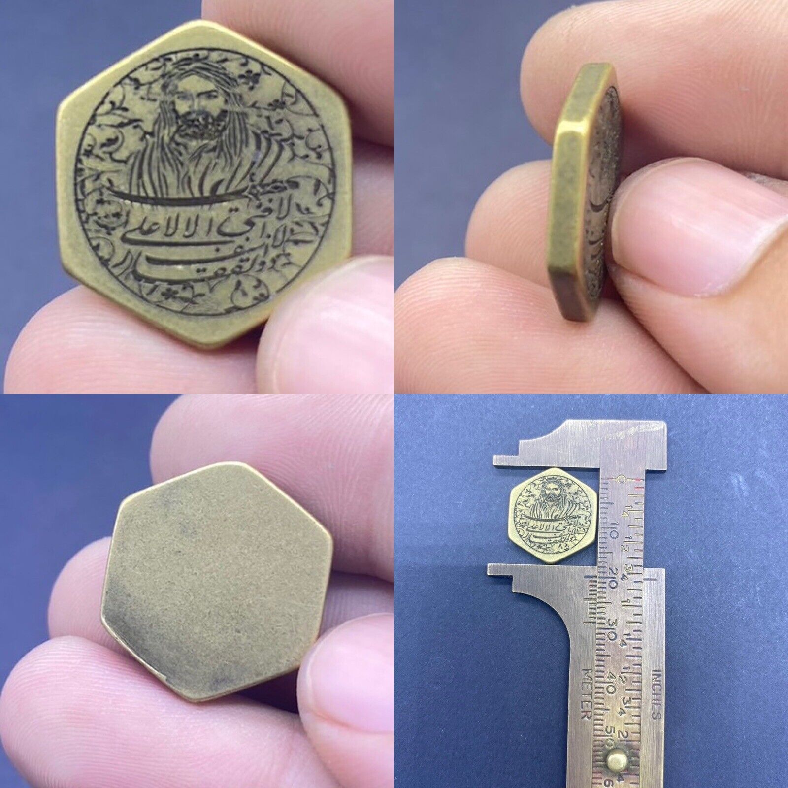 Rare UNIQUE Old Islamic Bronze Seal Shai SCRIPT Engraved Seal