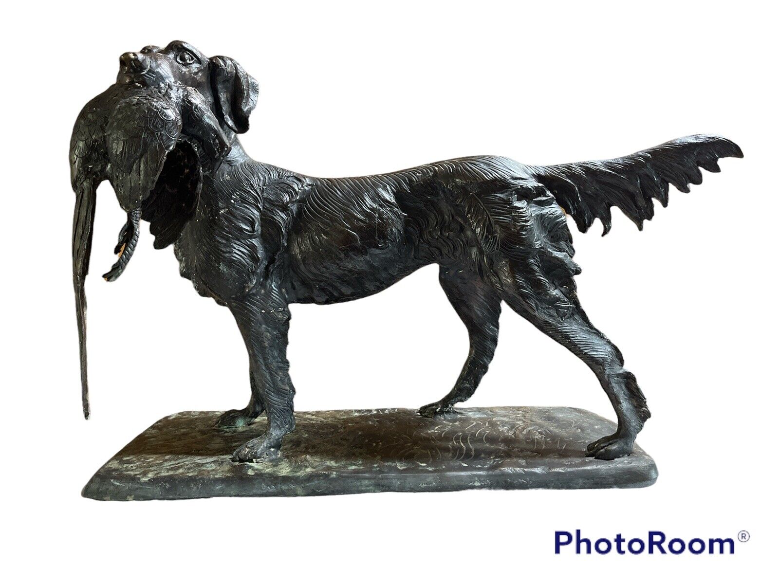 Huge Bronze Setter Bird Dog. Hunting Sculpture- Retriever Americana Decor