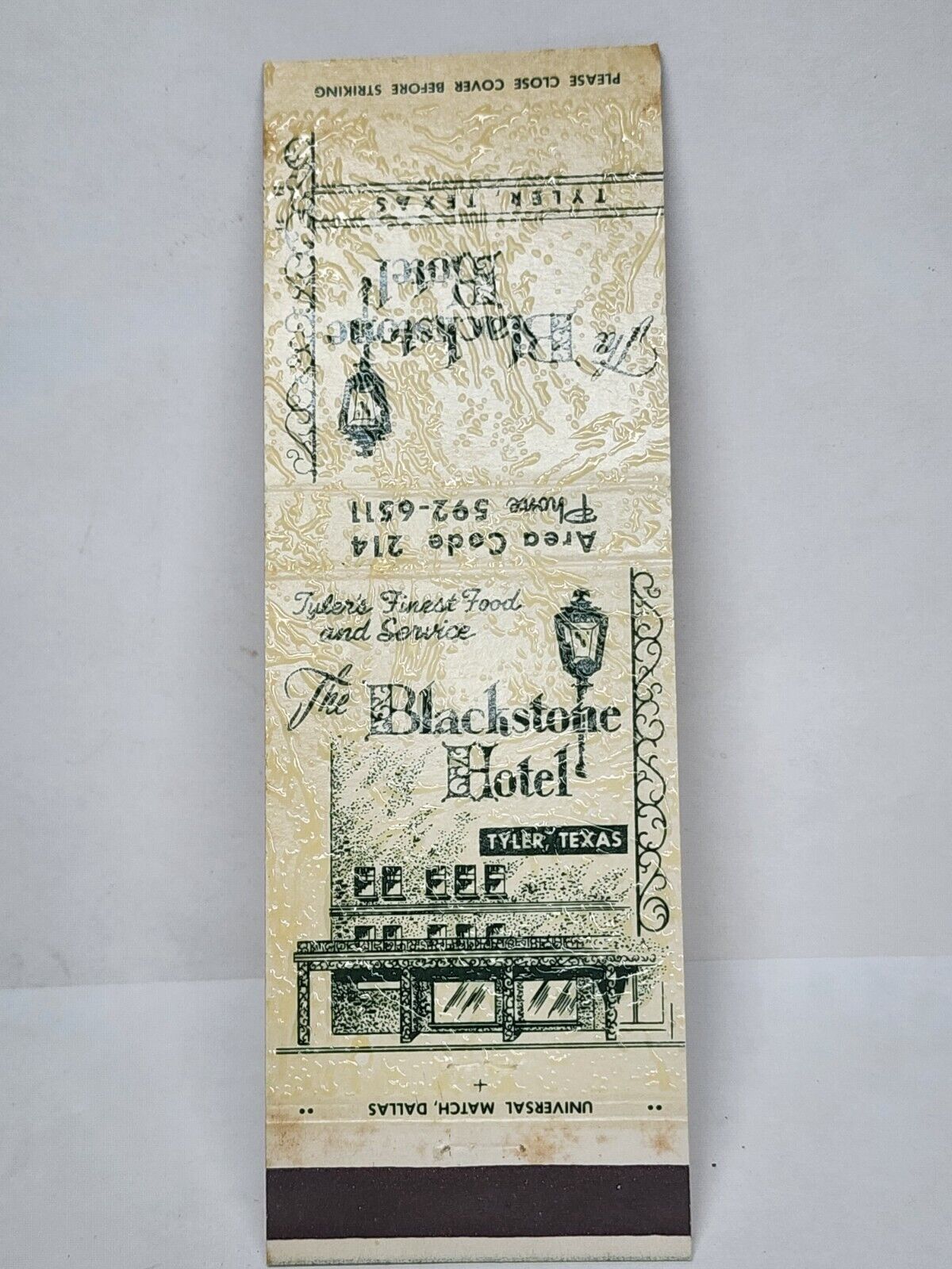 Vintage Matchbook Cover - THE BLACKSTONE HOTEL Tyler Texas