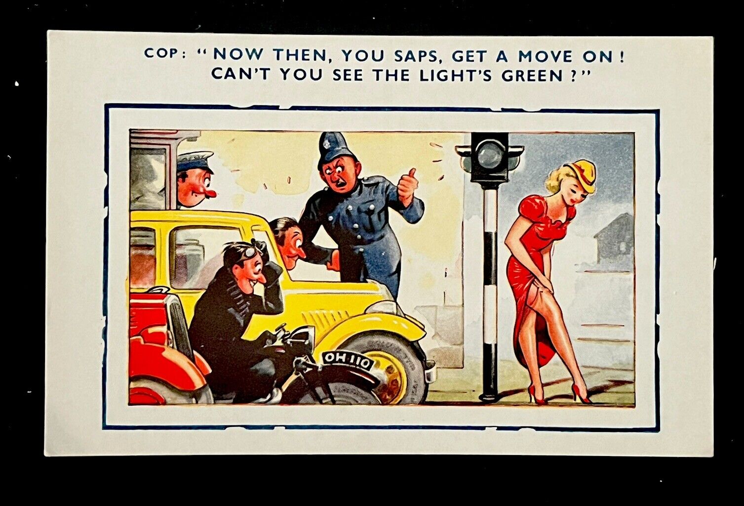 “Get A Move On, The Light’s Green” Vintage Comic Postcard Bamforth Co