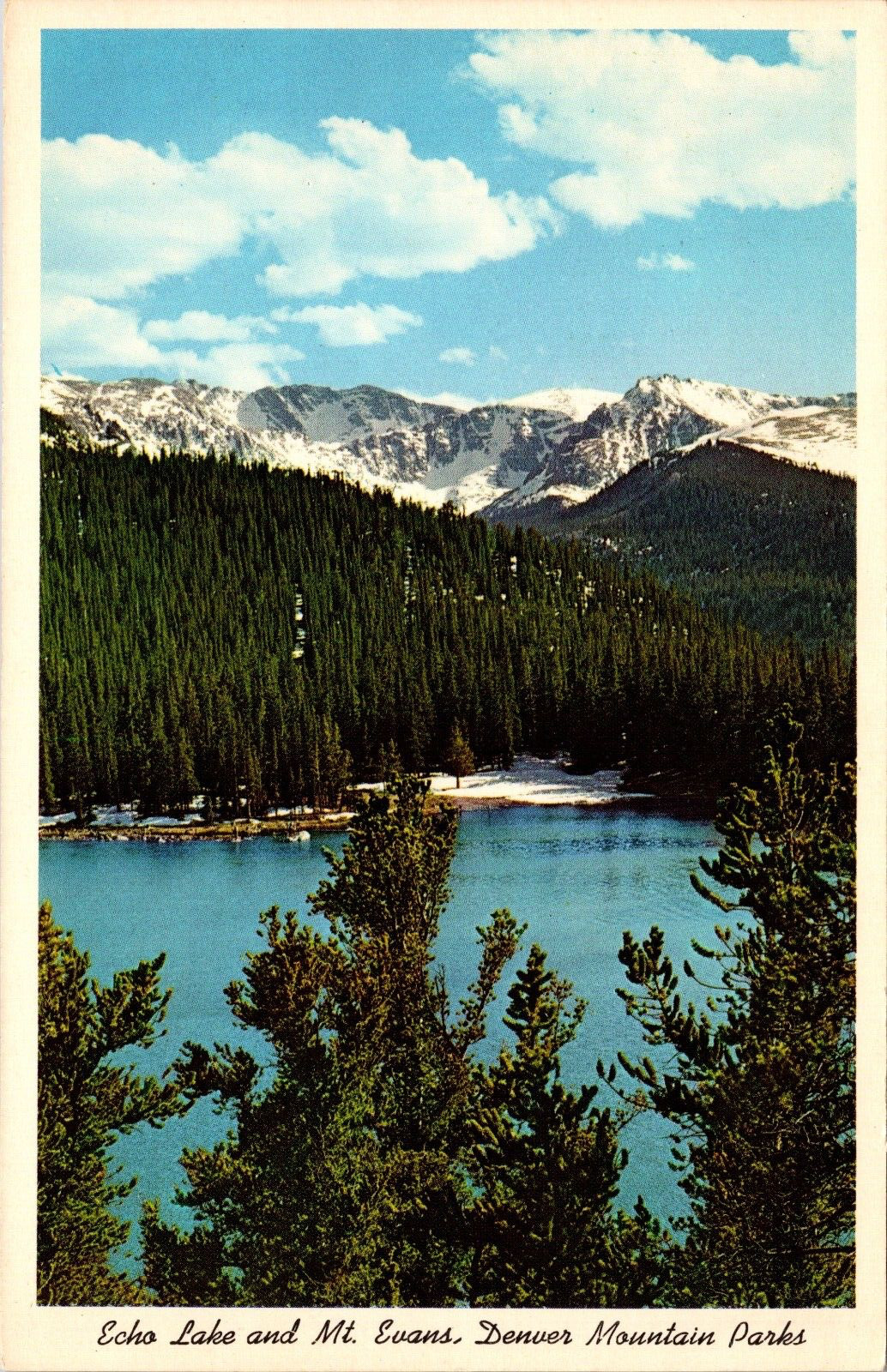 Echo Lake and Mt. Evans Denver Mountain Parks Colorado Chrome Postcard 6Q