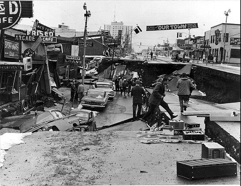 Black and White Photo 1964 Earthquake Anchorage Alaska  Reprint A-5