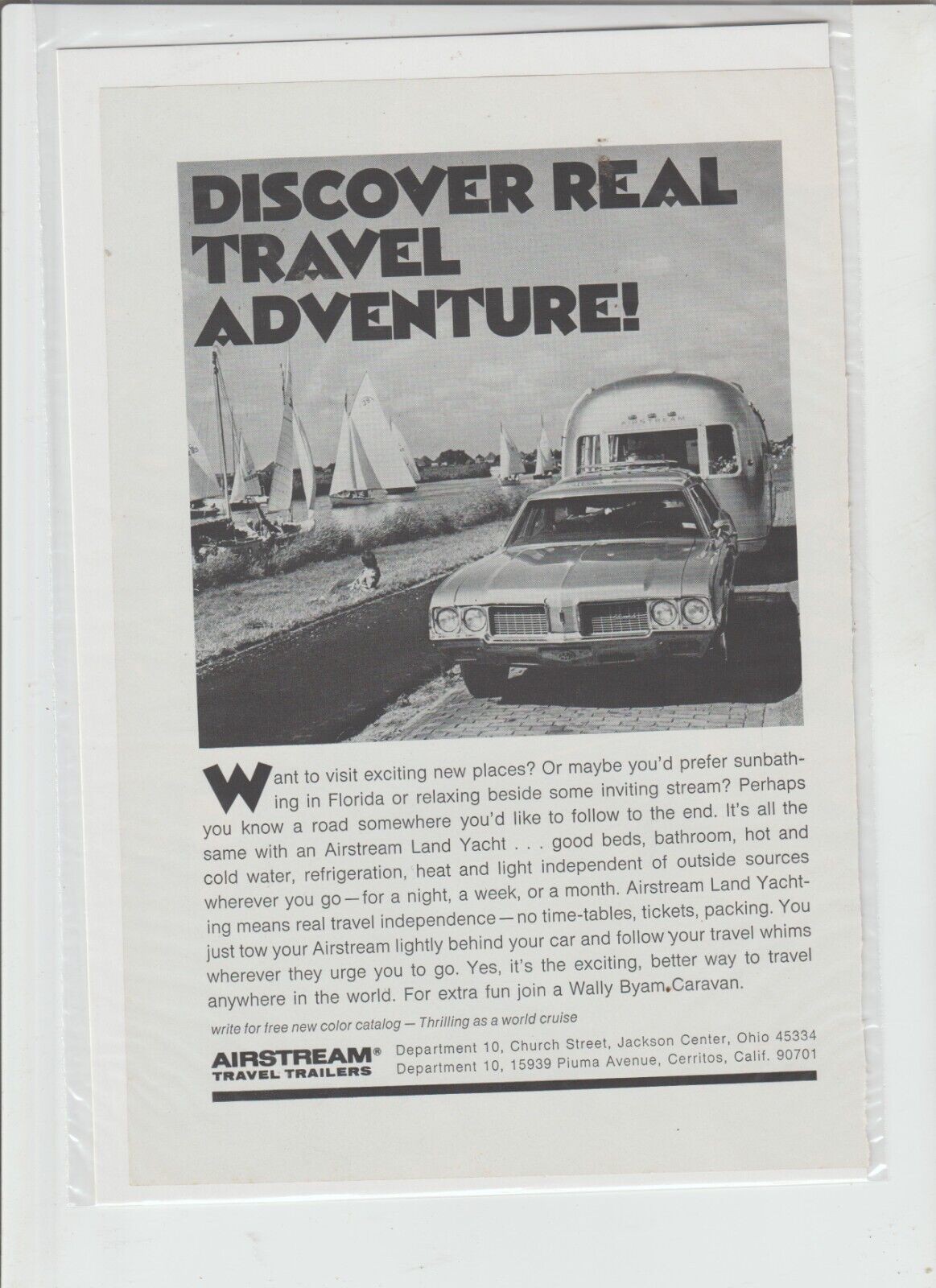 Original 1972 Airstream Travel Trailer Magazine Ad with an Oldsmobile Wagon