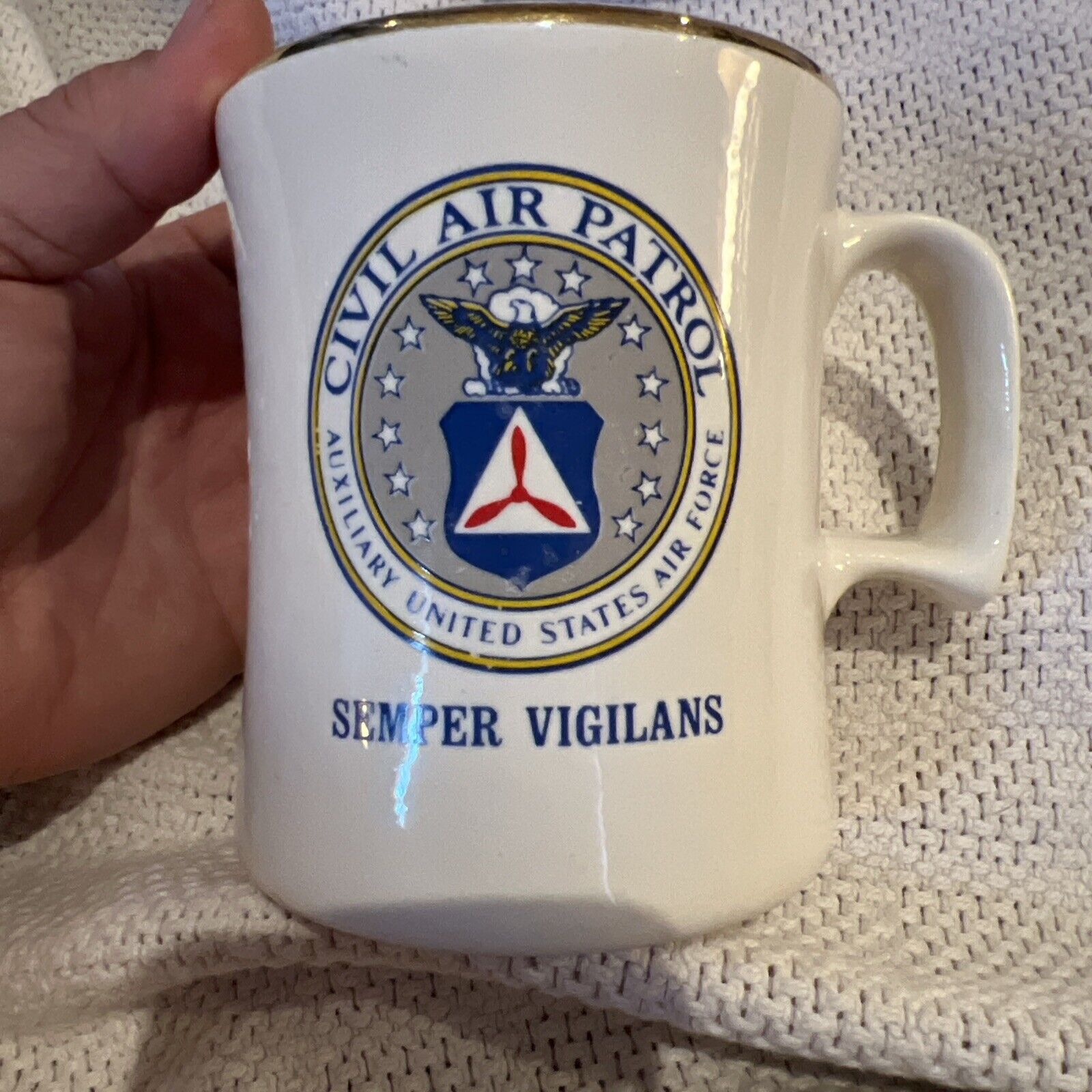 Civil Air Patrol Auxiliary US Air Force Semper Vigilans coffee gold-trim mug