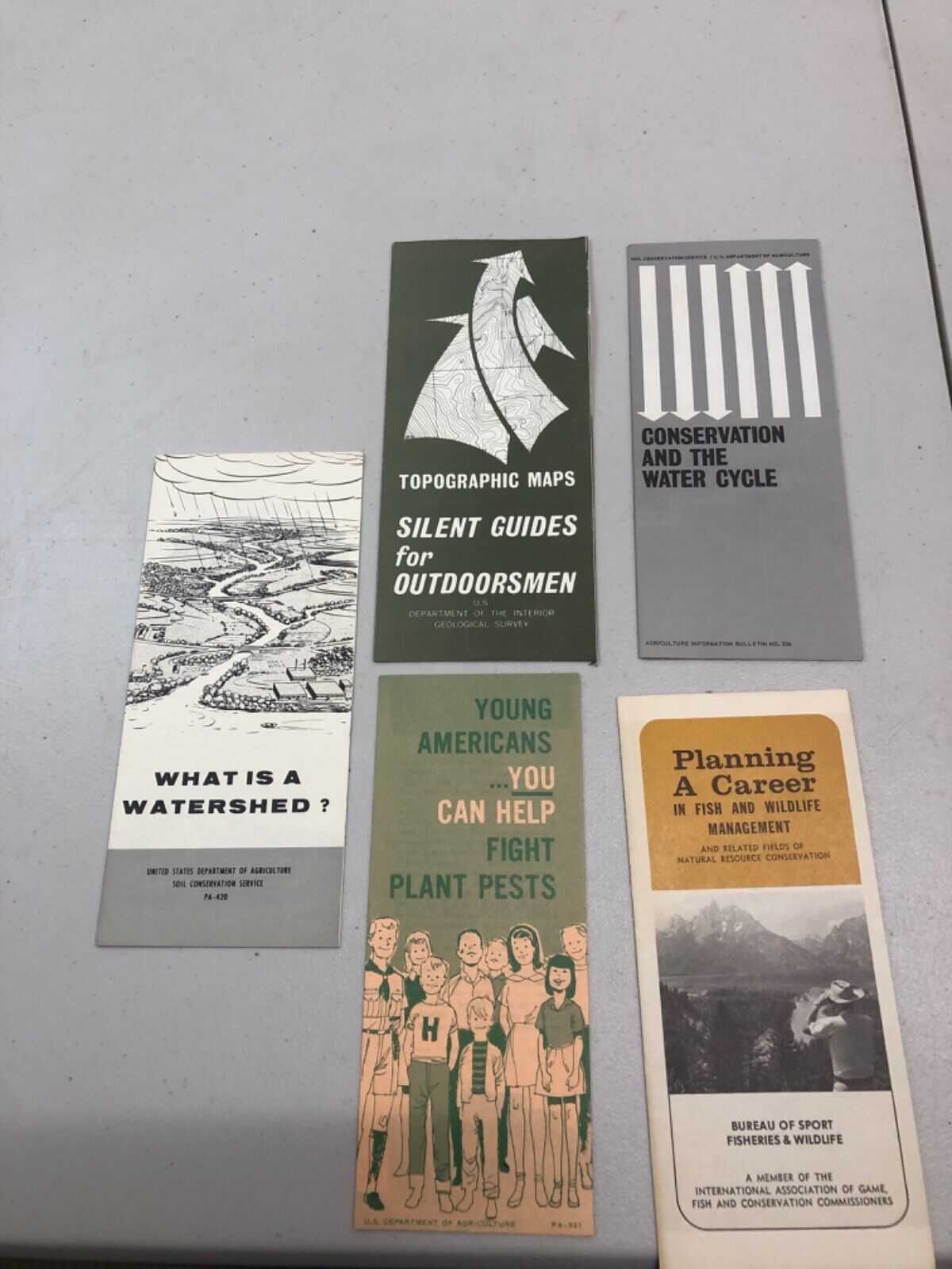 Lot of 5 - 1960s Pamphlets Water Cycle, Fish & Wildlife, Plant Pests, Watershed