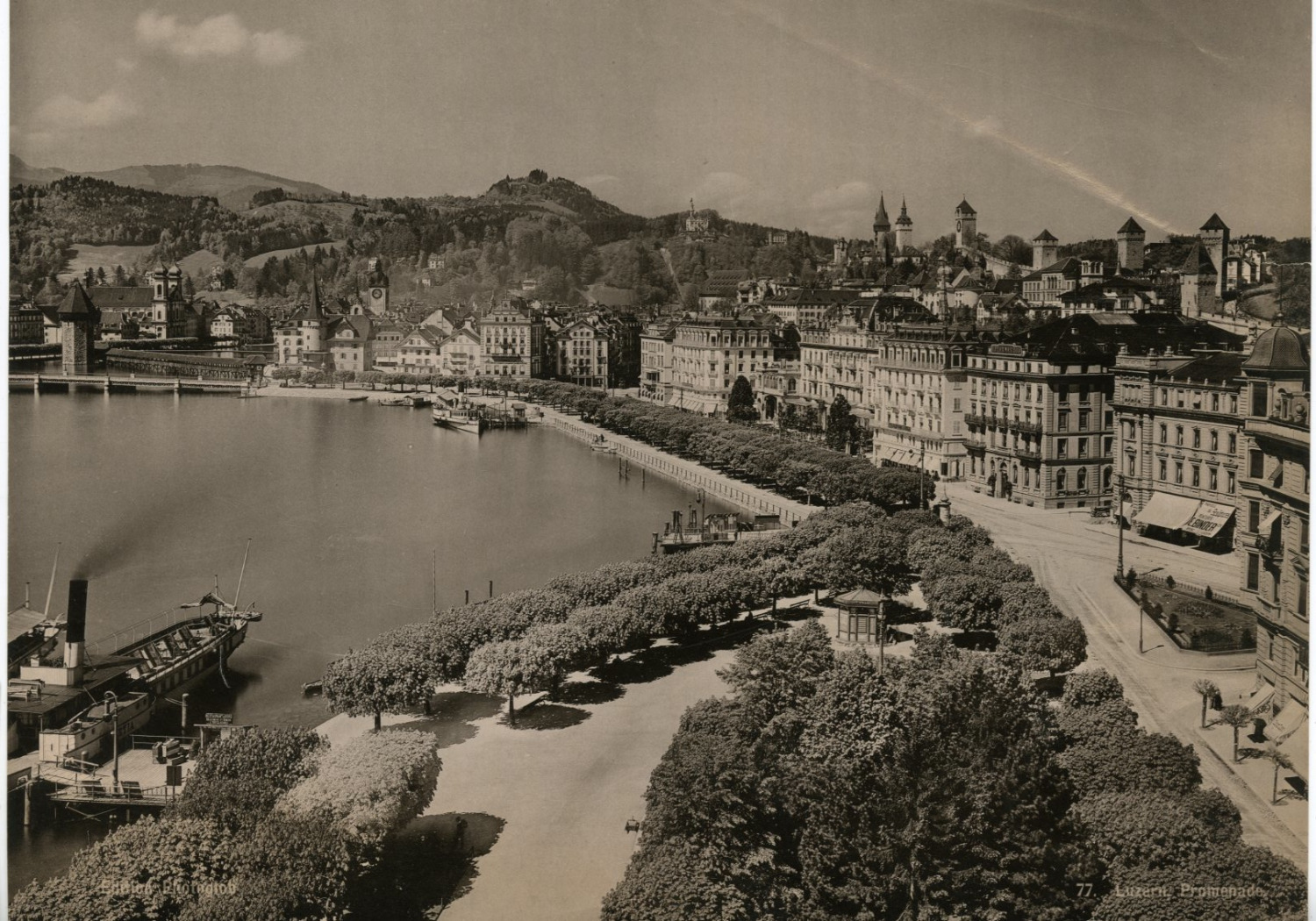 Photoglob, Switzerland, Lucerne, Vintage Photomechanical Print Walk 21x27  