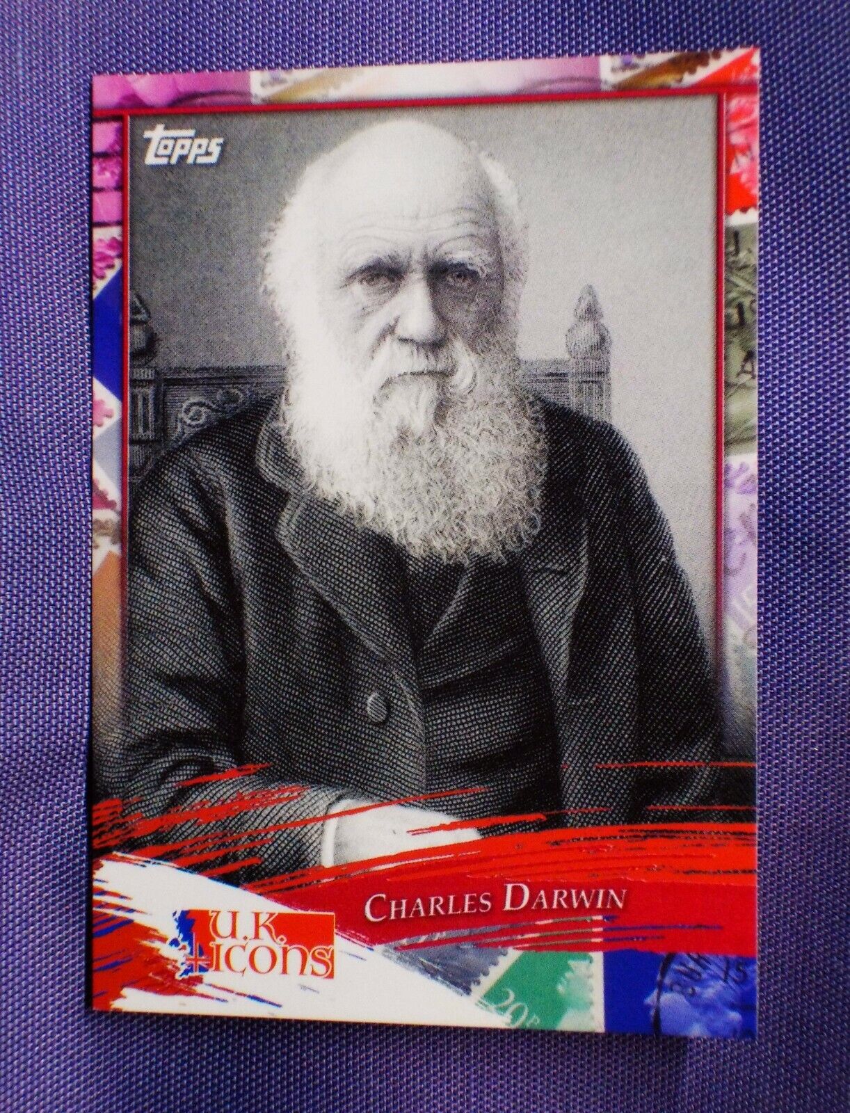 2020 Topps UK Icons rarest ever CHARLES DARWIN serial #\'d RED parallel ONLY 5 