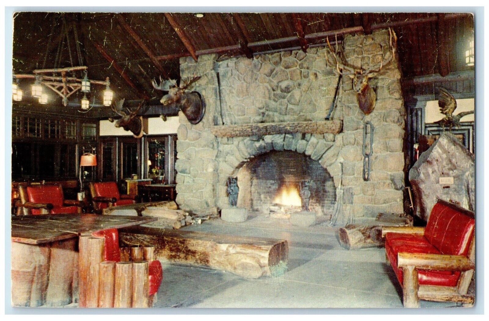 c1960 Fireplace Interior Bear Mountain Inn State Park New York Vintage Postcard