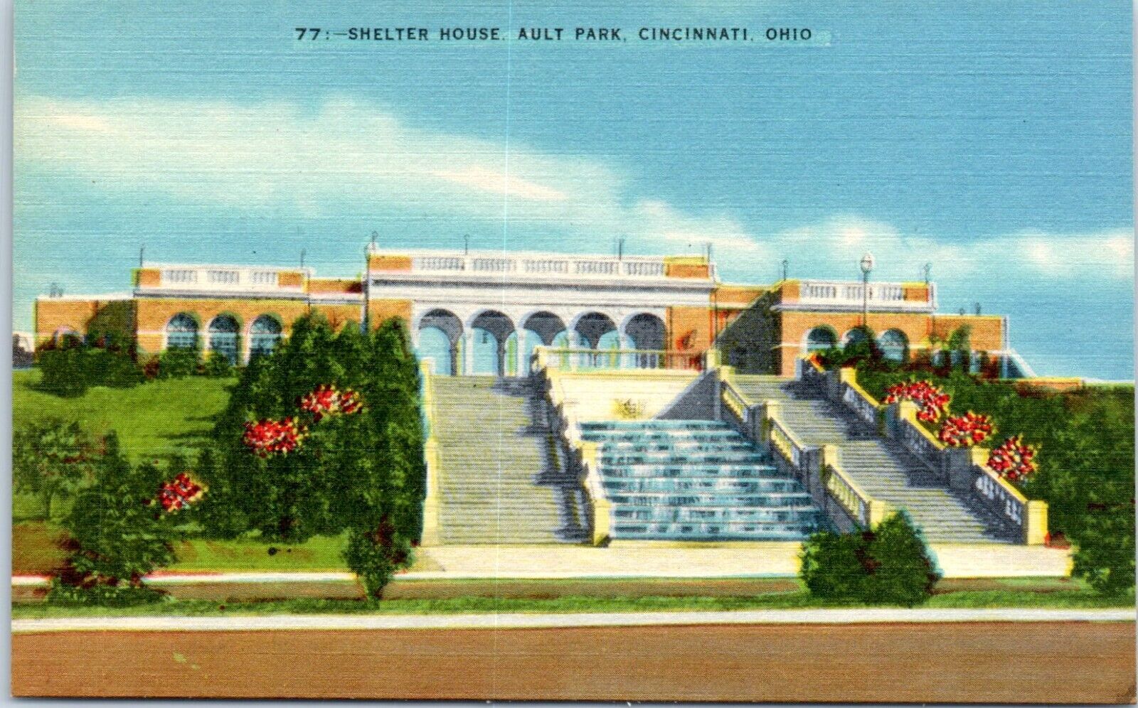 1930s Shelter House Ault Park Cincinnati OH Kraemer Art Postcard