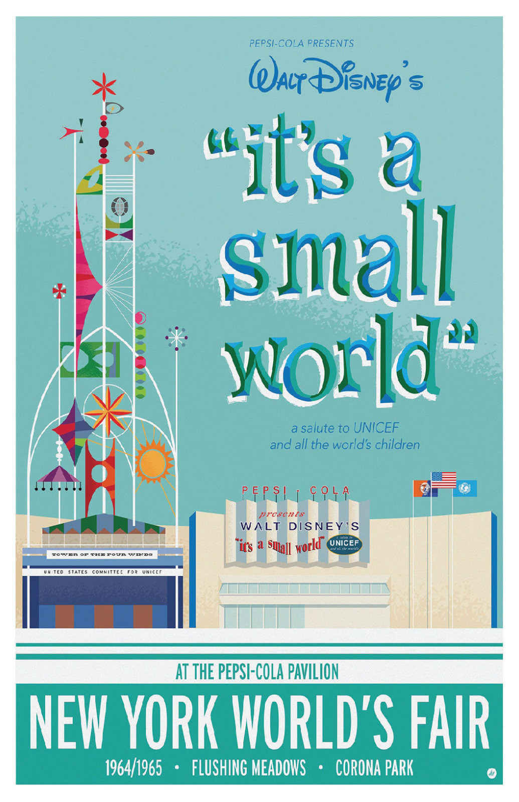 Walt Disney Its a Small World New York World's Unicef Fair Retro Poster Print