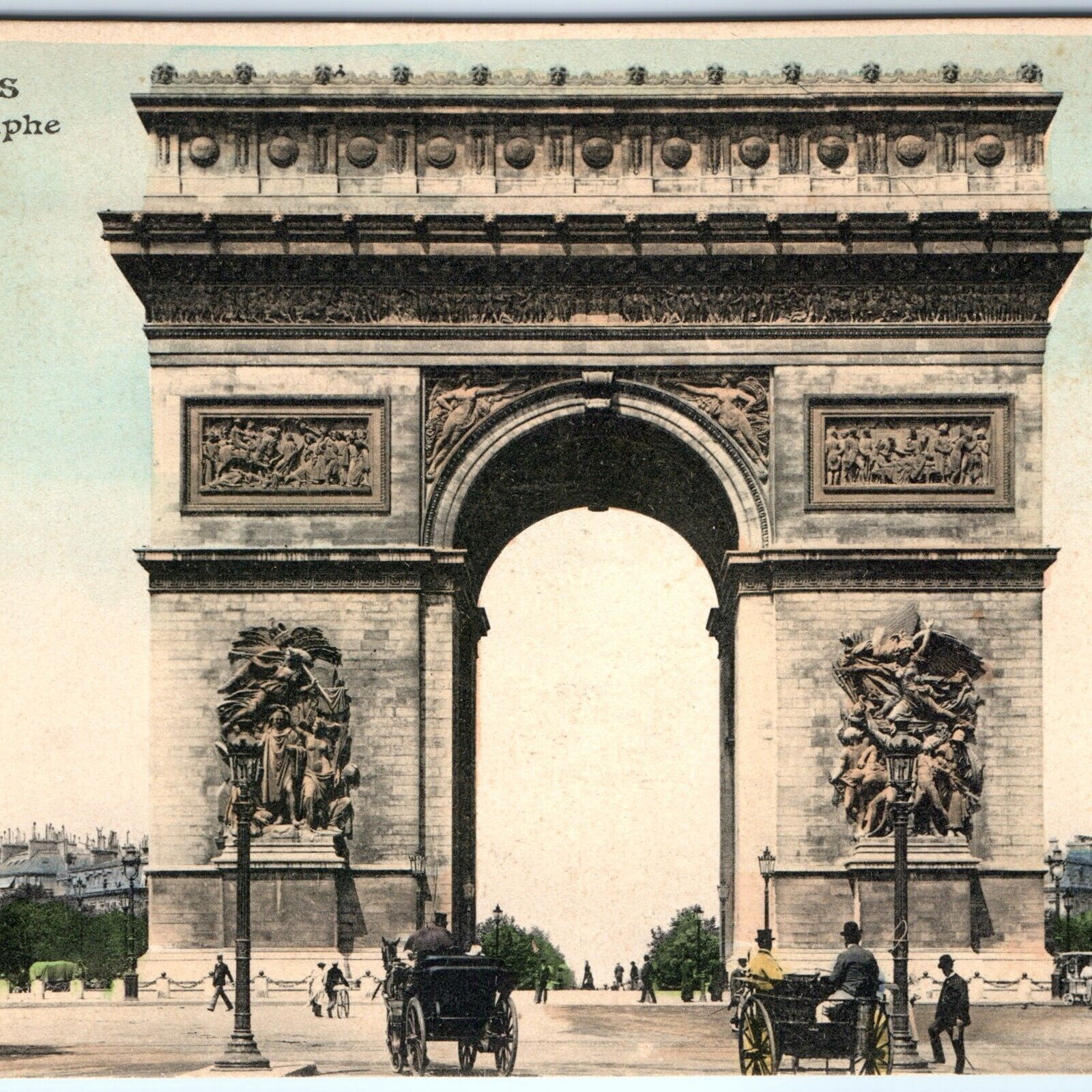 c1910s Paris, France Arc de Triomphe de l'Étoile SHARP Collotype Photo Cars A150