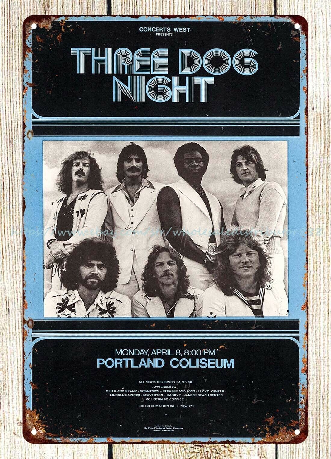 cool 1970 Three Dog Night Concert Poster Lot Concert Window Cards metal tin sign