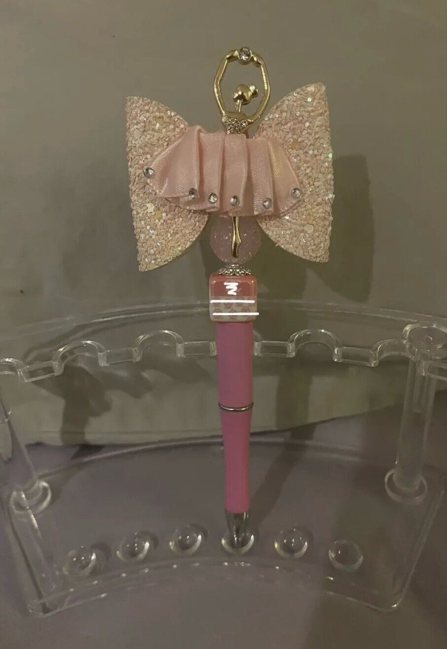 Fancy Beaded Pen PINK Ballerina Design Inspired Custom Made (Pink)