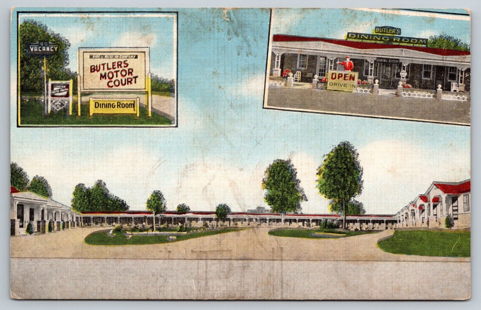 Jacksonboro South Carolina Butler\'s Motor Court Linen Postcard
