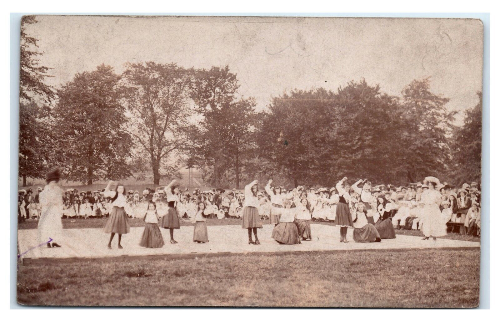 Postcard All Girls Dance Performance on Stage - No Men in Crowds RPPC L23