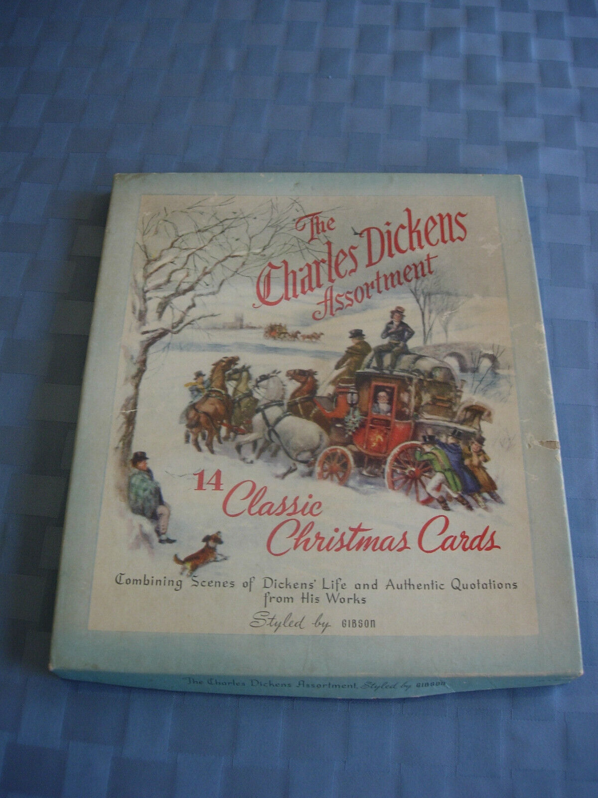 Vintage THE CHARLES DICKENS ASSORTMENT CHRISTMAS CARDS STYLED BY GIBSON EMPTYBOX