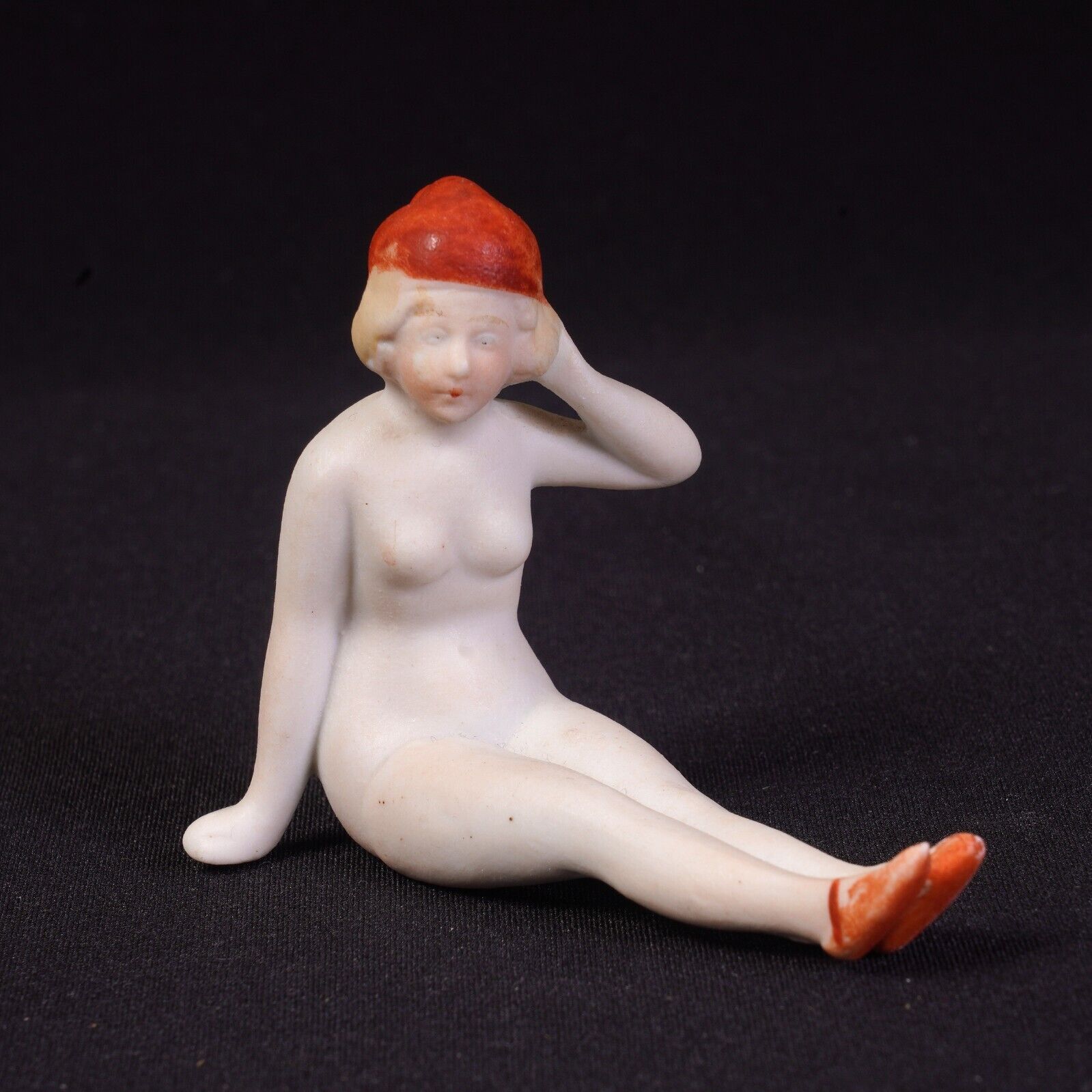Nude Bathing Beauty Lady Woman Figurine Porcelain Bisque Art Deco VTG