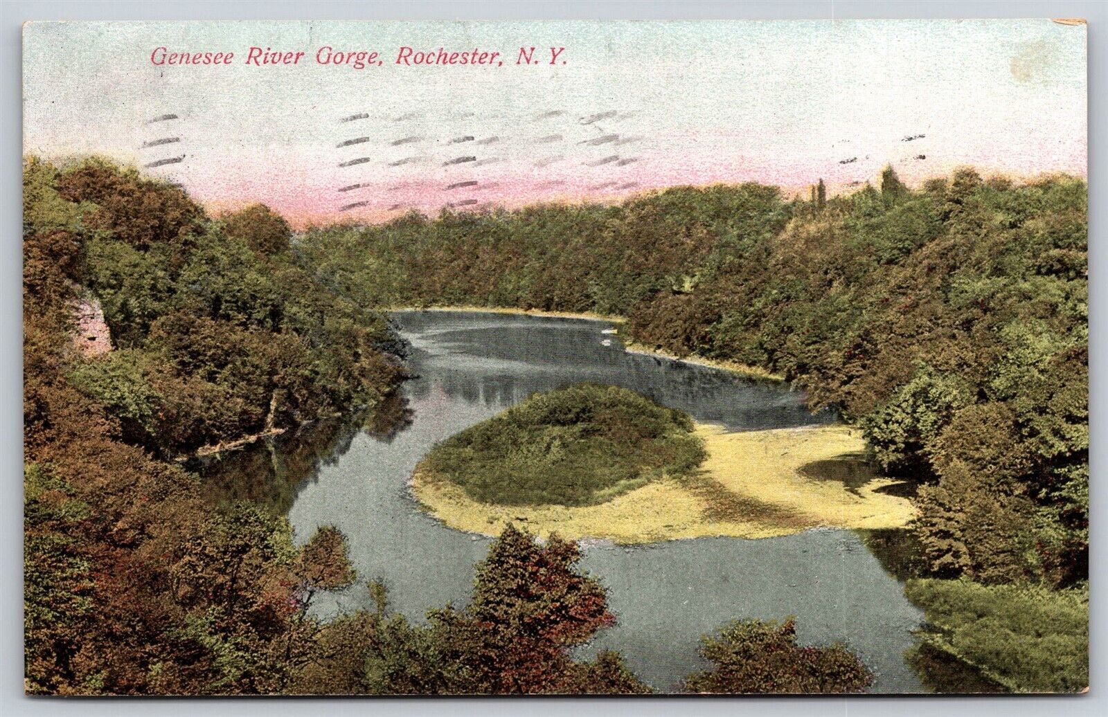 Postcard Genesee River Gorge, Rochester NY 1909 L206