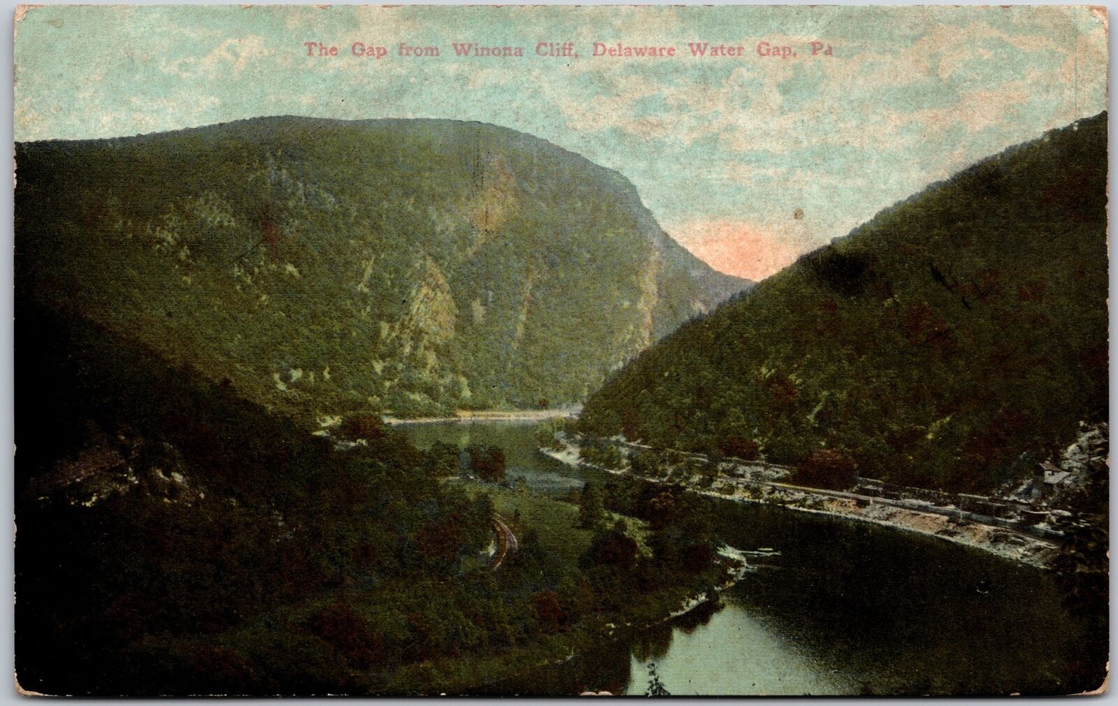 The Gap From Wenona Cliff Delaware Water Gap Pennsylvania PA Mountain Postcard