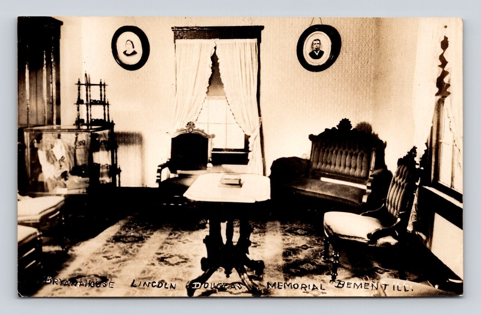 Antique Postcard RPPC BRYANT HOUSE LINCOLN DOUGLAS MEMORIAL Bement IL 1910-1920