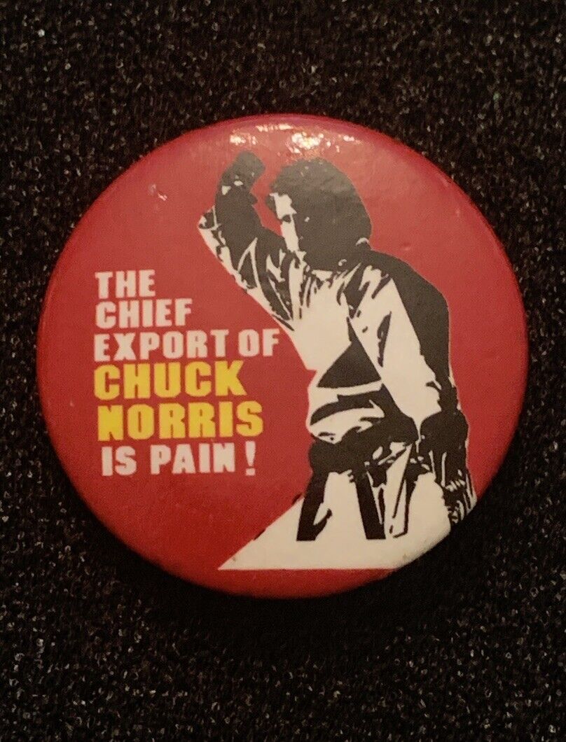 The Chief Export Of Chuck Norris Is Pain Novelty Humorous Comedy Button Pin