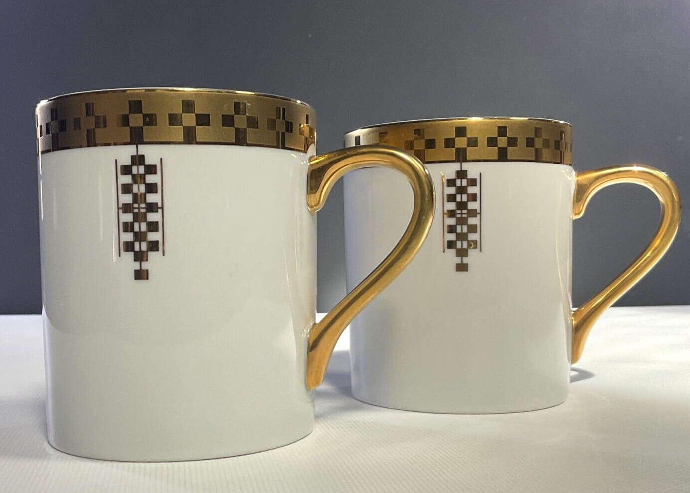 Tiffany & Co. X Frank Lloyd Wright IMPERIAL Porcelain Coffee Mug 1992 Set of 2