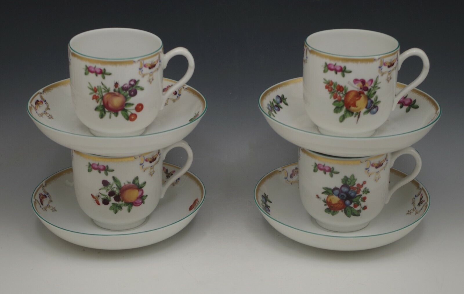  MOTTAHEDEH WILLIAMSBURG DUKE OF GLOUCESTER SET OF 4 CUPS AND SAUCERS NEW