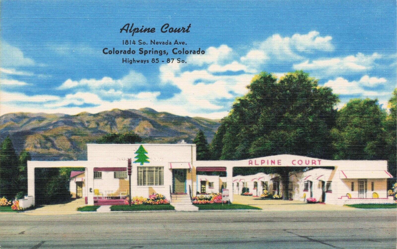 Postcard Alpine Court Hotel Motel Colarado Springs Colorado Linen