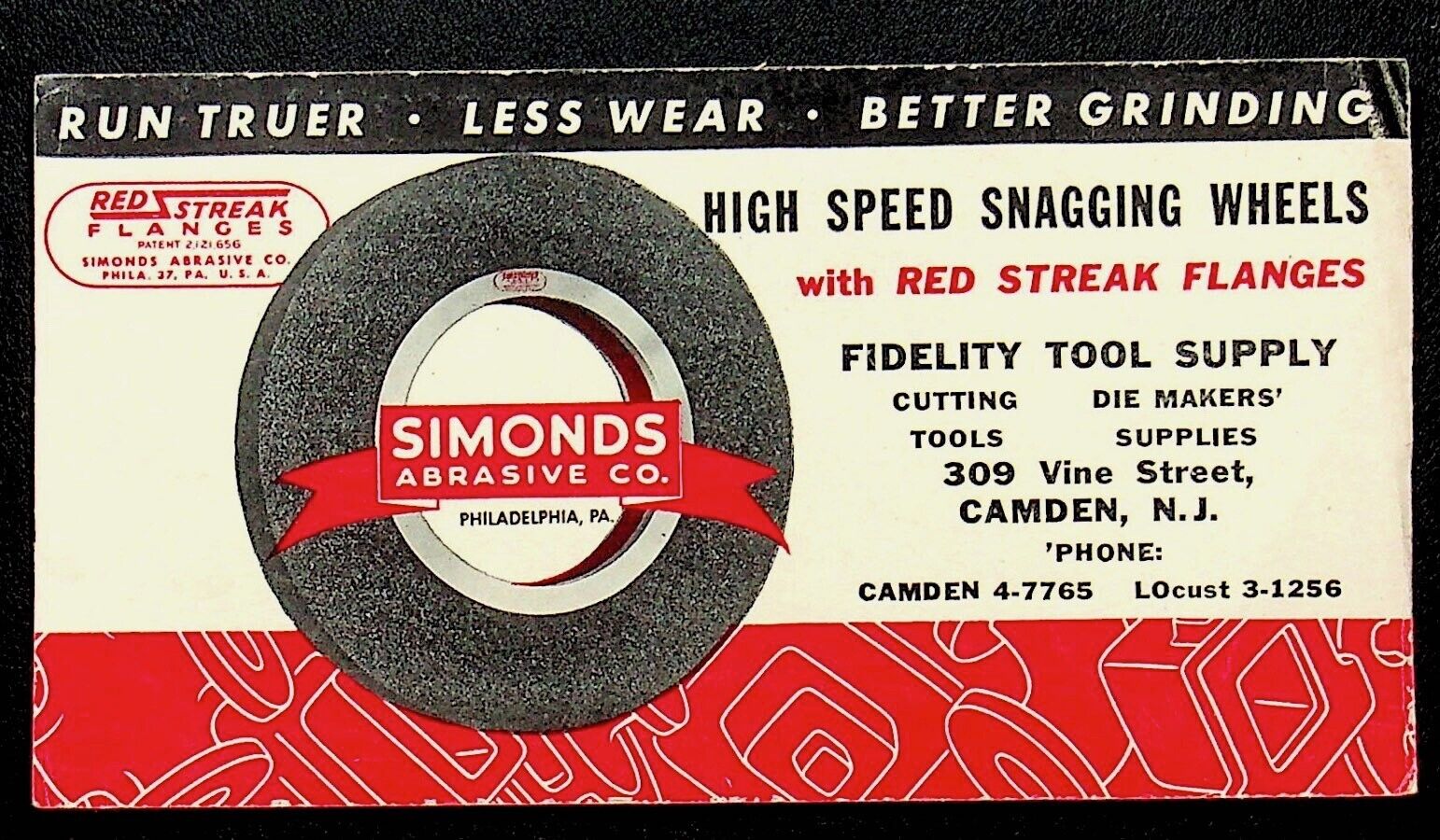 1950's SIMONDS ABRASIVE CO. GRINDING WHEELS BLOTTER - E15-C
